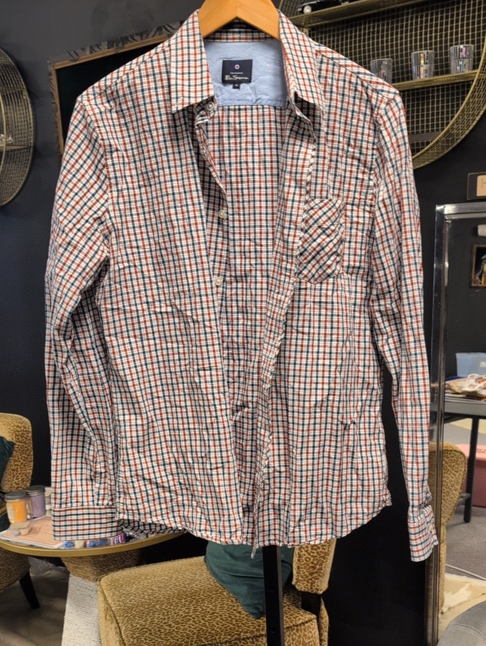 Ben Sherman Red White And Blue Checked Button-Down Shirt